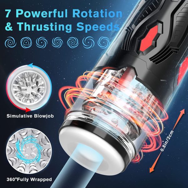 Powerful Pleasure Oral Masturbator Cup with 7 Telescopic Rotating
