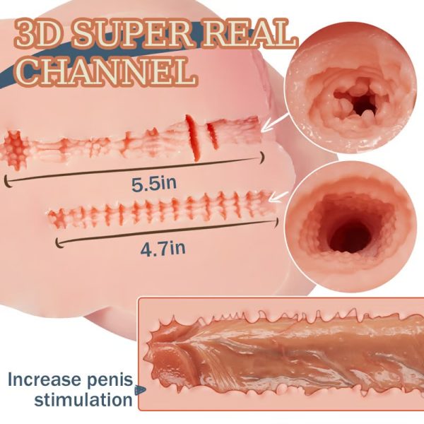 Life Sized Realistic Masturbator with 2 in 1 Vagina & Anus