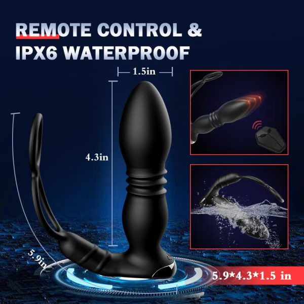 KINKLOVE Midori 2 In 1 8 Thrusting Vibrating Penis Ring Anal Sphincter Toy
