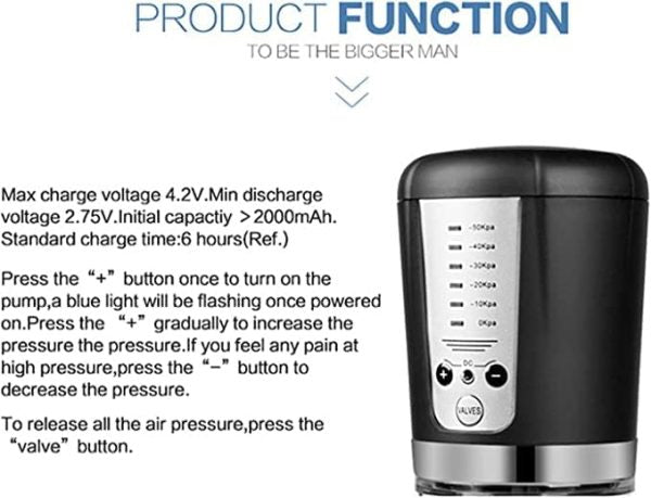 Multifunctional Vacuum Penis Pump for Enlargement and Stamina 5 Pressure Levels
