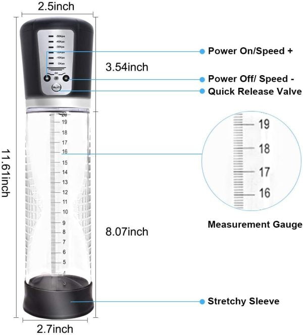 Multifunctional Vacuum Penis Pump for Enlargement and Stamina 5 Pressure Levels