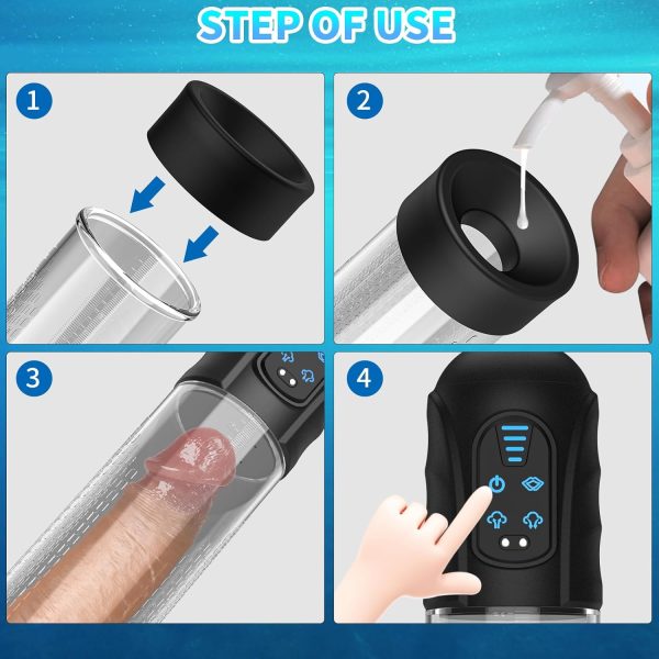 Electric Vacuum Penis Pump with Realistic Silicone Masturbation Sleeve 2 Suction Modes USB Rechargeable