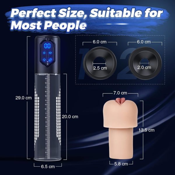 Electric Penis Pump and Automatic Masturbator 4 Erection 3 Oral Simulation Suction LED Screen