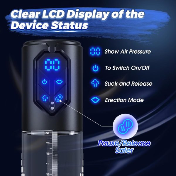 Electric Penis Pump and Automatic Masturbator 4 Erection 3 Oral Simulation Suction LED Screen