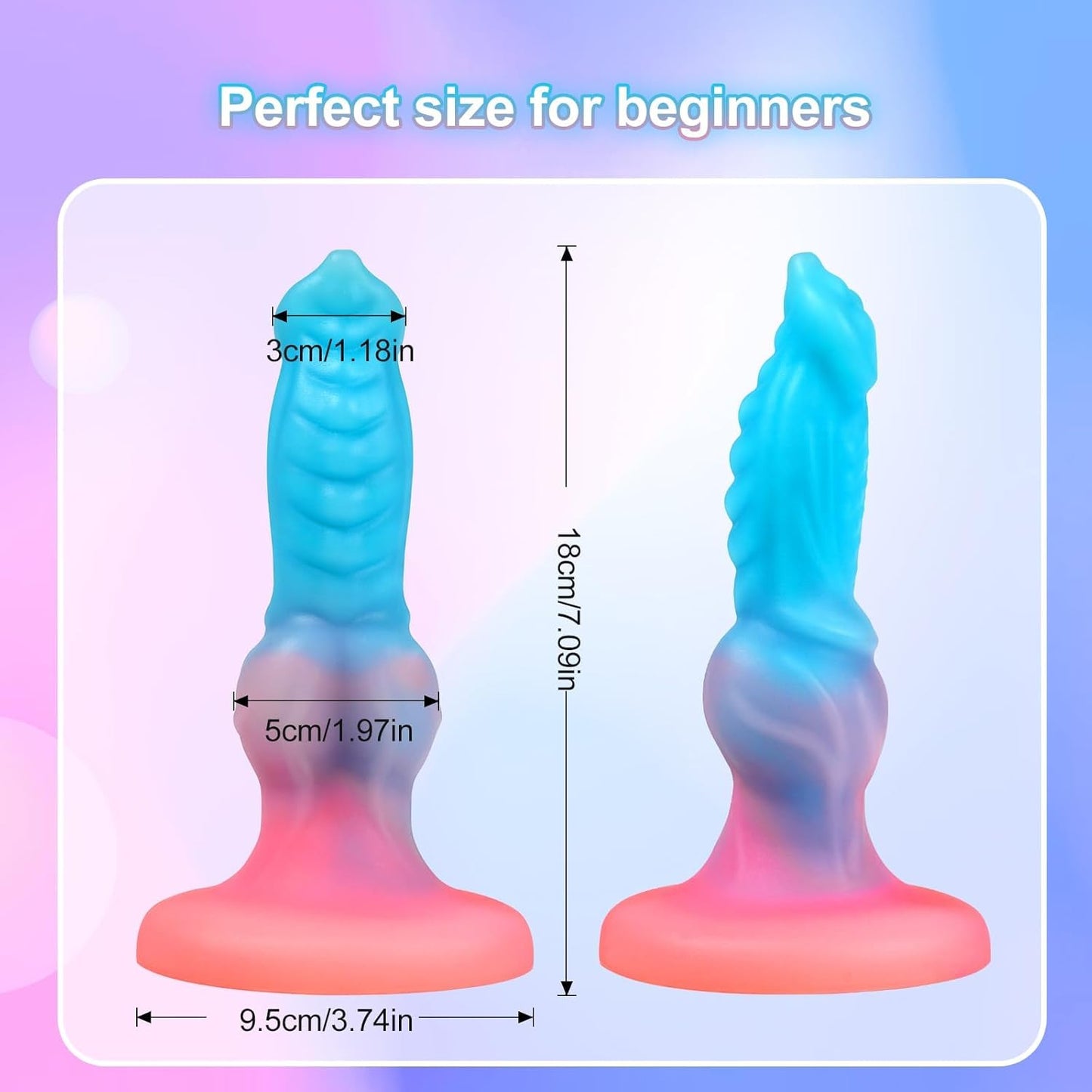 Luminous Small Fantasy Monster Anal Dildo with Strong Suction Cup 7''