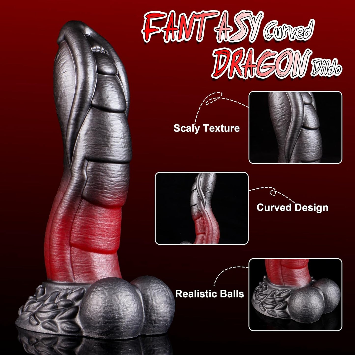 Fantasy Huge Thick Riding Dragon Dildo with Balls 8.7''