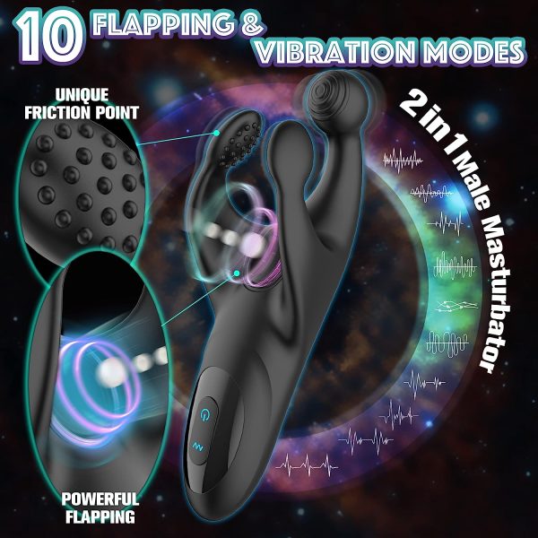 2 in 1 Glans Trainer Male Vibrator Flapping Masturbator 10 Flapping 10 Powerful Vibrating