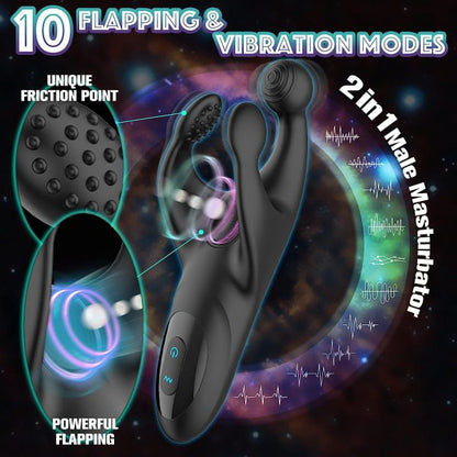 2 in 1 Glans Trainer Male Vibrator Flapping Masturbator 10 Flapping 10 Powerful Vibrating