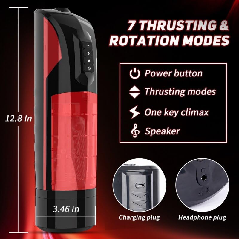 Fighter 360° Rotating Suction Masturbator with 7 Intense Thrusting 7 Rotating