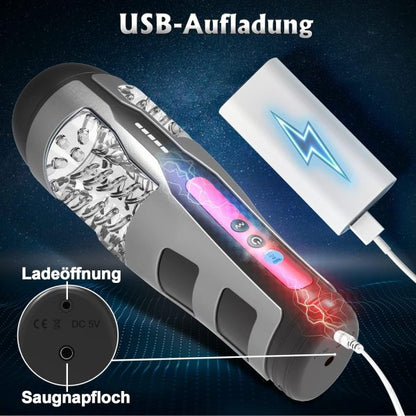 SPACESHIP IRON MAN Automatic Masturbator Cup with 10 High Speed Telescopic Rotation Modes