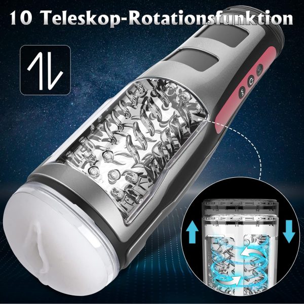 SPACESHIP IRON MAN Automatic Masturbator Cup with 10 High Speed Telescopic Rotation Modes