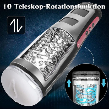 SPACESHIP IRON MAN Automatic Masturbator Cup with 10 High Speed Telescopic Rotation Modes