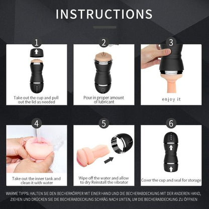 Ultra-realistic Moaning Masturbator with 6 Vibrating 5 Sucking