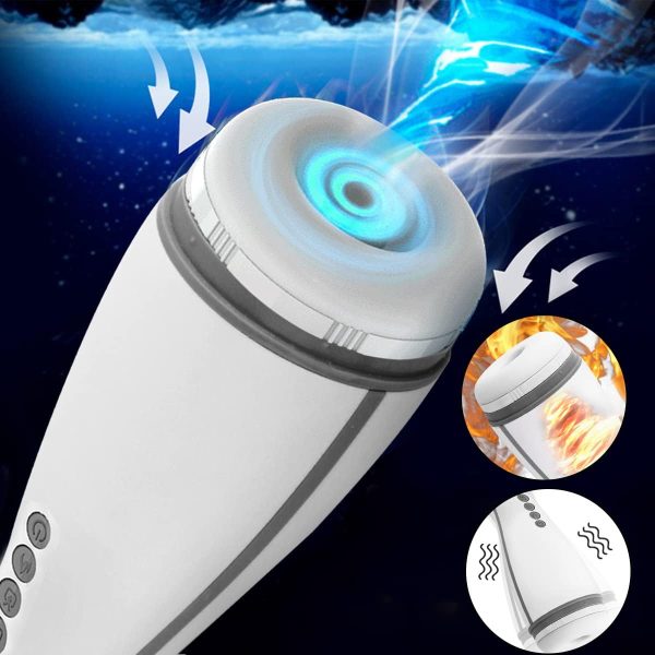 Super Silent Heating Mouth Masturbator with 3 Sucking Vibrating