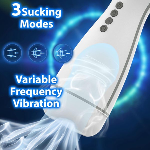 Super Silent Heating Mouth Masturbator with 3 Sucking Vibrating