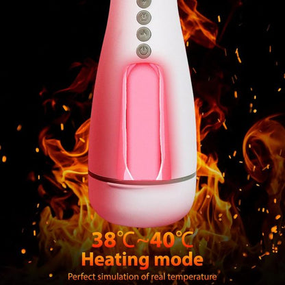 Super Silent Heating Mouth Masturbator with 3 Sucking Vibrating