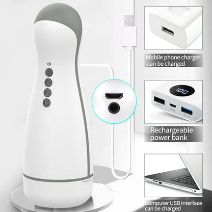Super Silent Heating Mouth Masturbator with 3 Sucking Vibrating