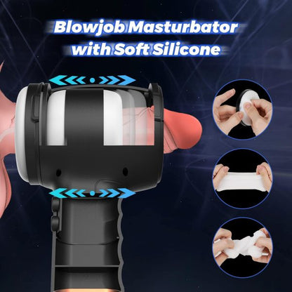 Hammer Telescopic Masturbator with Internal 3D Particles Massage 4-frequency Push Function 7 Vibrations