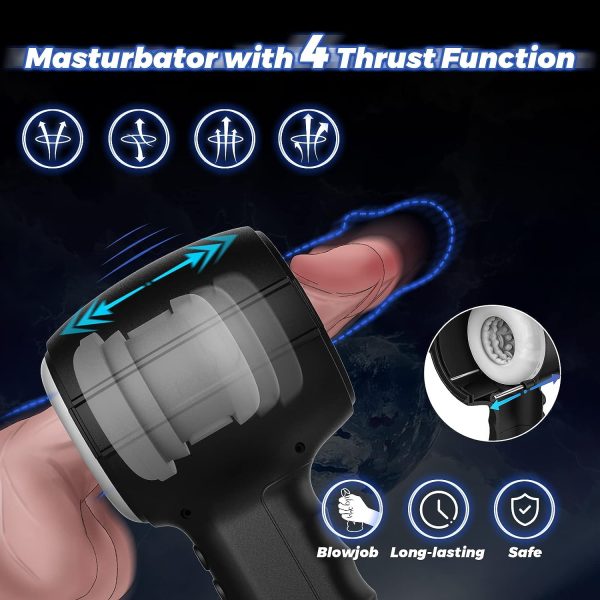 Hammer Telescopic Masturbator with Internal 3D Particles Massage 4-frequency Push Function 7 Vibrations