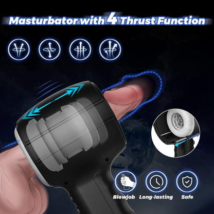 Hammer Telescopic Masturbator with Internal 3D Particles Massage 4-frequency Push Function 7 Vibrations