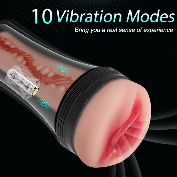 10 Vibrating 3D Realistic Pocket Pussy Stroker