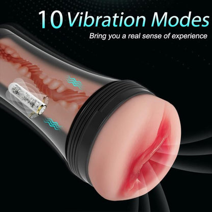 10 Vibrating 3D Realistic Pocket Pussy Stroker