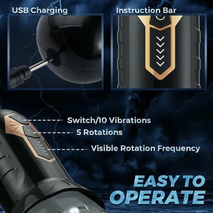 KINKLOVE 2 in 1 Electric Masturbator with 5 Rotating & 10 Vibrating Modes Easy to Clean