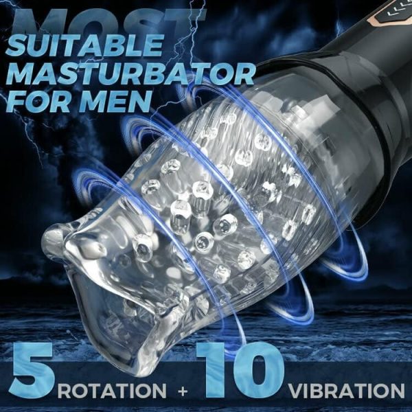 KINKLOVE 2 in 1 Electric Masturbator with 5 Rotating & 10 Vibrating Modes Easy to Clean
