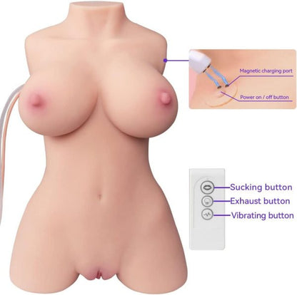 Automatic Cleaning Sucking Vibrating Sex Doll Torso Lifelike Masturbator