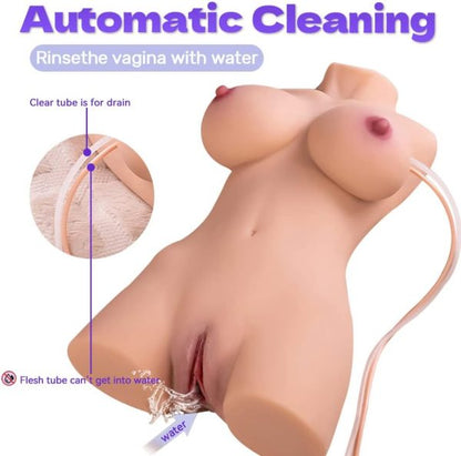 Automatic Cleaning Sucking Vibrating Sex Doll Torso Lifelike Masturbator