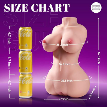 Torso Doll Lifelike Masturbator 3D Realistic Textured Virgin Vagina with Anal Channel and Soft Big Boobs