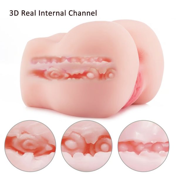 Realistic Square Shaped Buttocks Masturbator with 2 Holes
