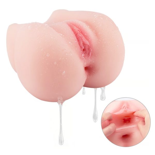 Realistic Square Shaped Buttocks Masturbator with 2 Holes