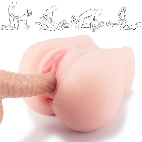Realistic Square Shaped Buttocks Masturbator with 2 Holes