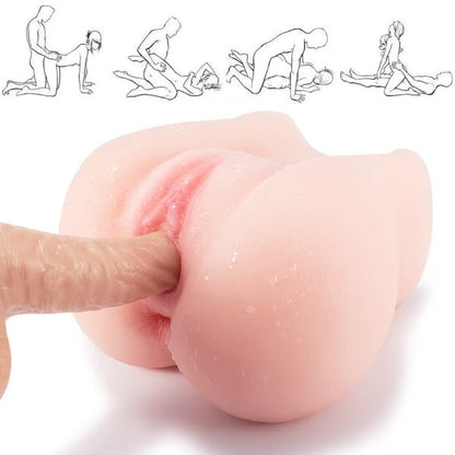 Realistic Square Shaped Buttocks Masturbator with 2 Holes