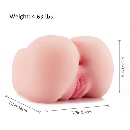 Realistic Square Shaped Buttocks Masturbator with 2 Holes