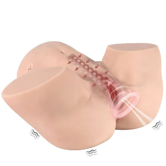 Automatic Vibrating Sucking Lifelike Size Masturbator with Dual Entry Plump Butt