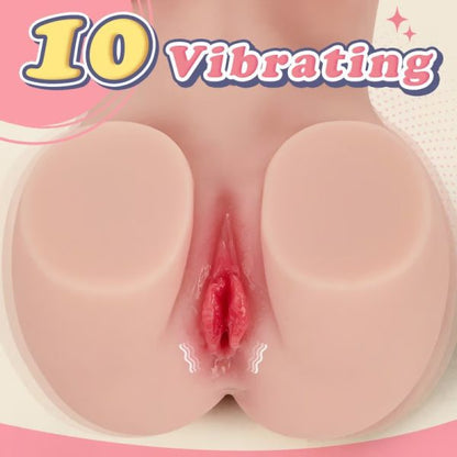 3 in 1 Vagina Anus Breasts Male Masturbator Doll with 10 Vibrating Modes