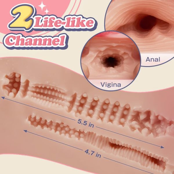 3 in 1 Vagina Anus Breasts Male Masturbator Doll with 10 Vibrating Modes