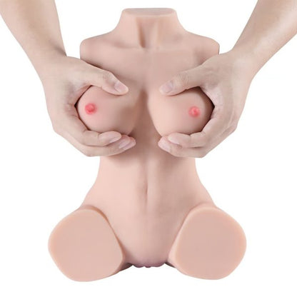 Masturbator Realistic Torso with Real Internal Channel Structure and Soft Curvaceous Cleavage