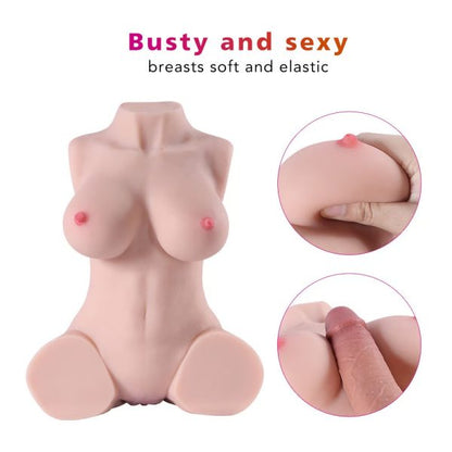 Masturbator Realistic Torso with Real Internal Channel Structure and Soft Curvaceous Cleavage