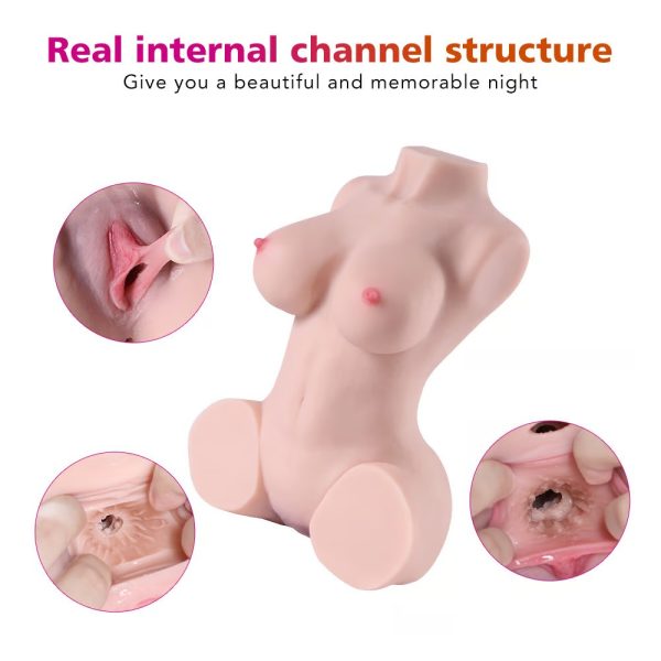 Masturbator Realistic Torso with Real Internal Channel Structure and Soft Curvaceous Cleavage