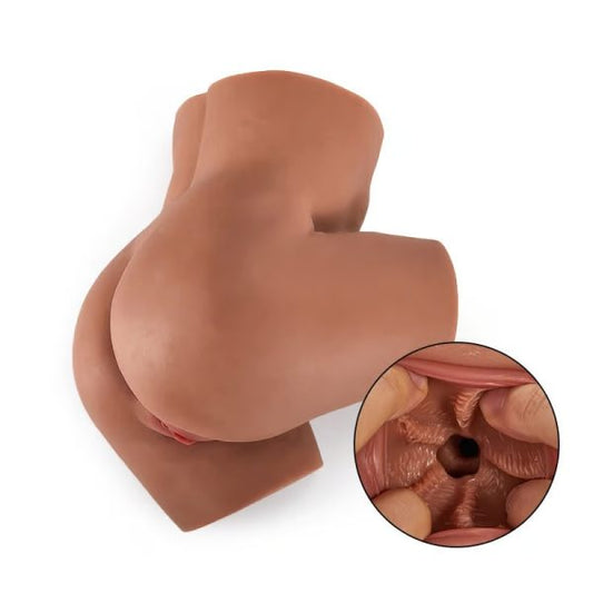Side Action Masturbator with Life Size Realistic 2 Canals for Vaginal and Anal Penetration
