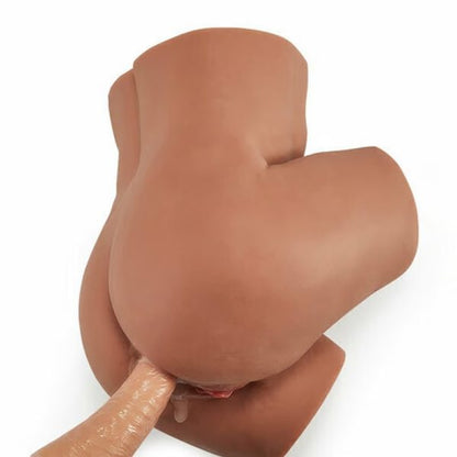 Side Action Masturbator with Life Size Realistic 2 Canals for Vaginal and Anal Penetration