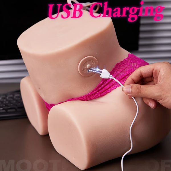 Realistic Love Doll Masturbator with 5 Frequency Sucking and Vibrating Plump Buttocks One Key Exhaust and Drainage