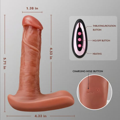 KINKLOVE Multifunctional Anal Dildo with Heating Thrusting Vibrating Modes 5.71in