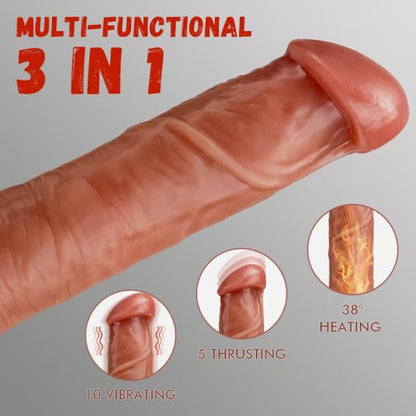 KINKLOVE Multifunctional Anal Dildo with Heating Thrusting Vibrating Modes 5.71in