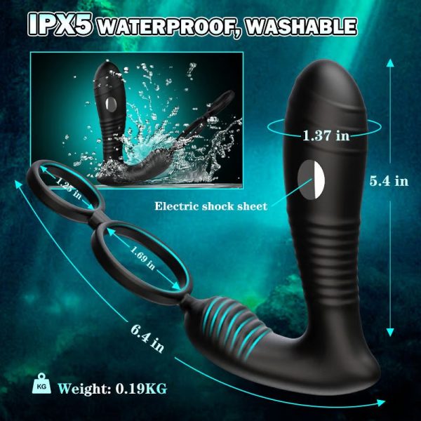 Electric Shock Wriggle 8 Vibrating Remote Penis Ring Prostate Vibrator