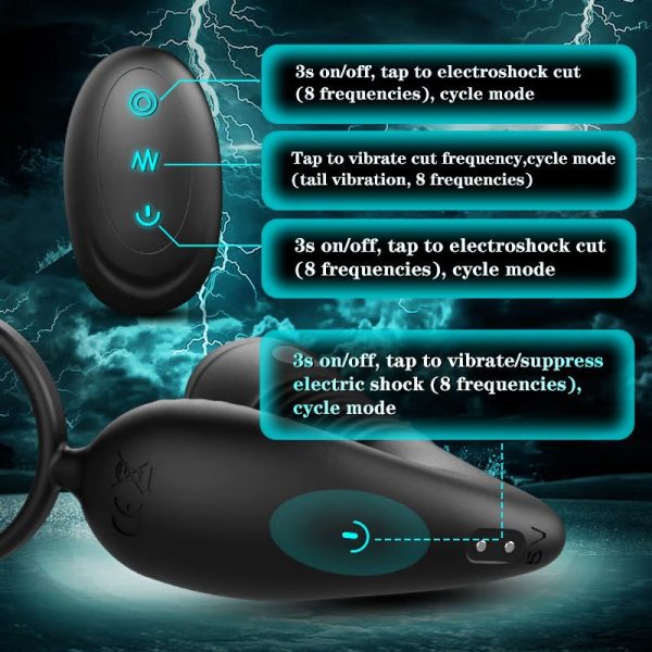 Electric Shock Wriggle 8 Vibrating Remote Penis Ring Prostate Vibrator