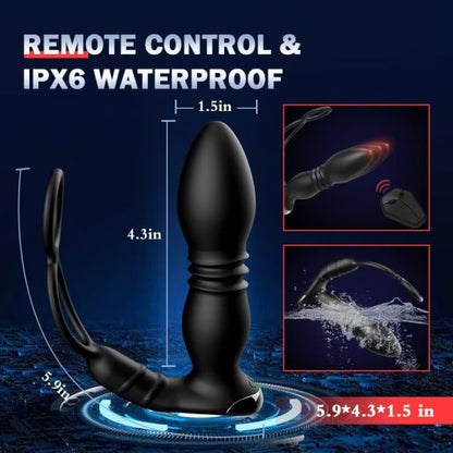 KINKLOVE Midori 2 In 1 8 Thrusting Vibrating Penis Ring Anal Sphincter Toy